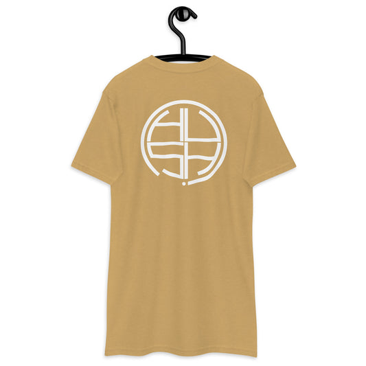 Less Words More Music - Hush! big logo on back men’s premium heavyweight tee (7 colors – SHIPPED from US*)