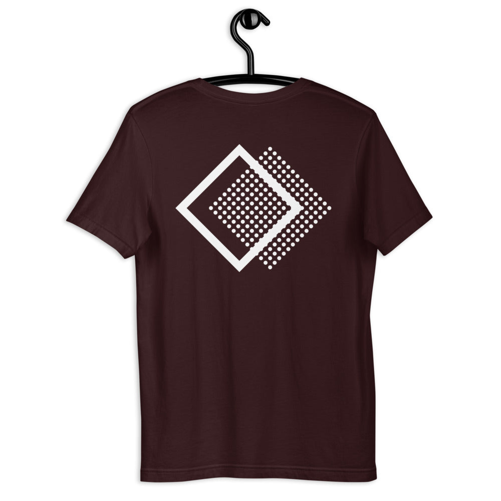 Out Of Place Records big logo on back unisex t-shirt (17 colors)