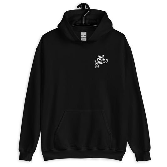 Jana Vitiligo front logo Unisex Hoodie (black or white)